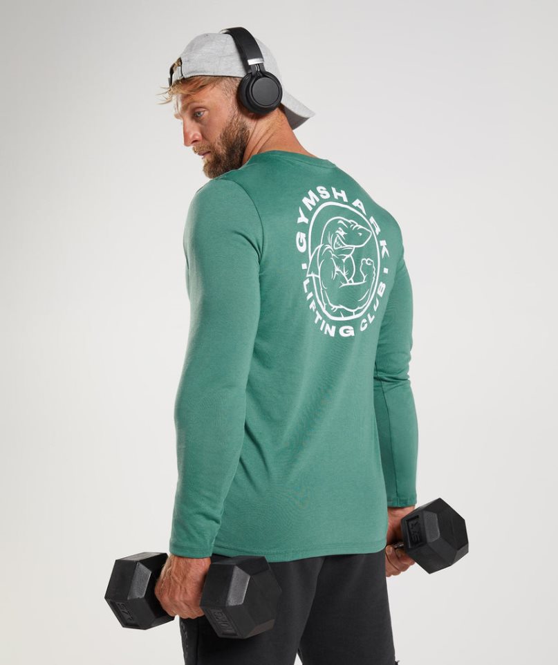 Koszulki Gymshark Legacy Long Sleeve Męskie Zielone | PL 958YRF